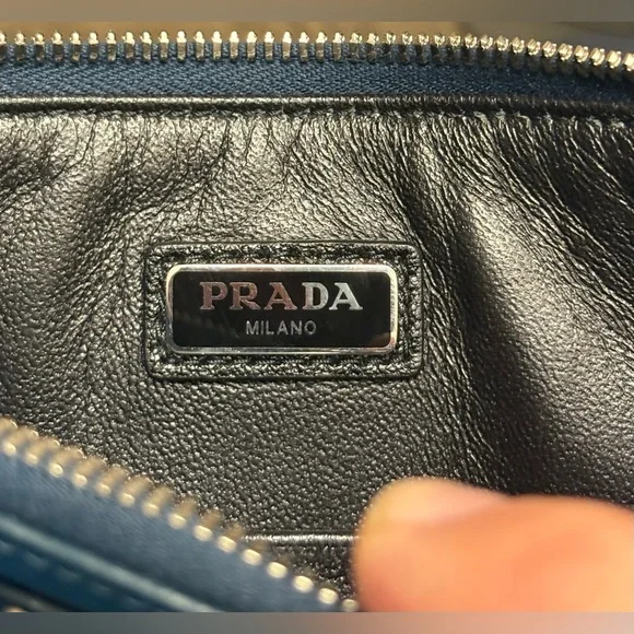 NWOT Prada Saffiano Leather Zip Pouch Clutch / Document Holder 11x7” Cobalt Blue - Picture 9 of 11